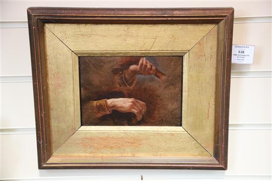 Pre Raphaelite School Study of a violinists hands 5.25 x 7.25in.